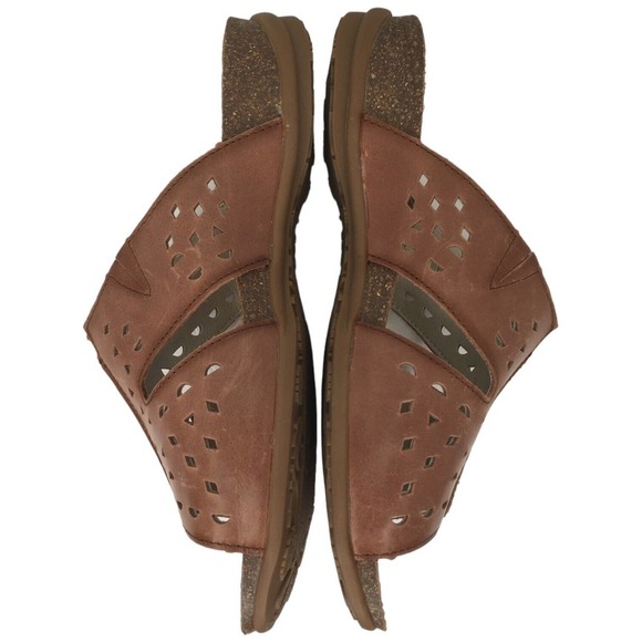 Propet Fionna Leather Cork Laser Cut Slides Sandal Womens Brown 7 - Picture 7 of 14